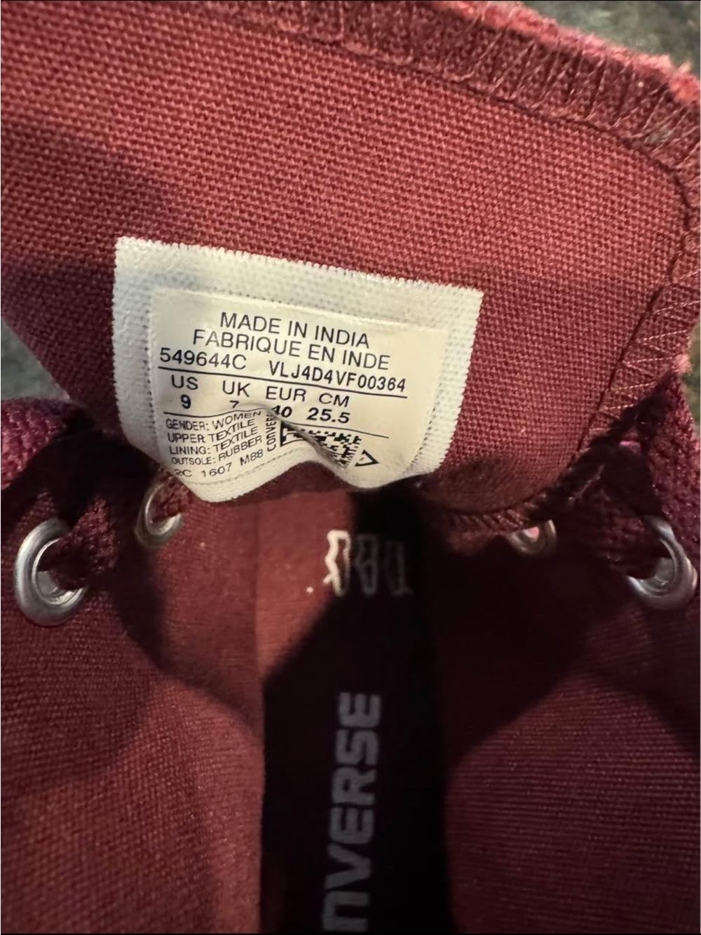 Converse High-Top Sneakers - Maroon & White - Picture 2 of 9
